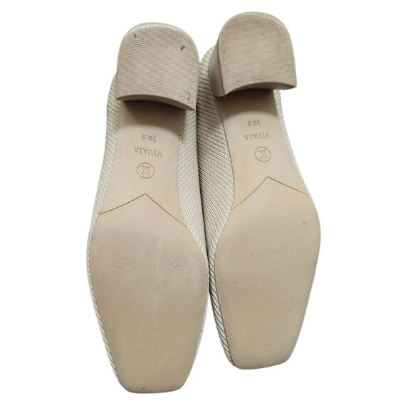 VIVAIA Square Toe Chunky Heel Pumps Beige Knit Eco Shoes EU 39.5 Women - Picture 10 of 16